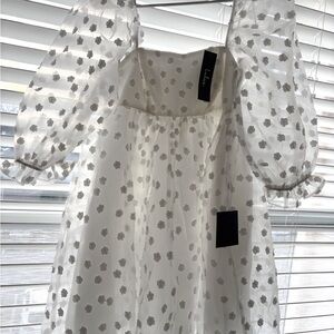 Lulu's Cream Sheer Polka Dot Dress